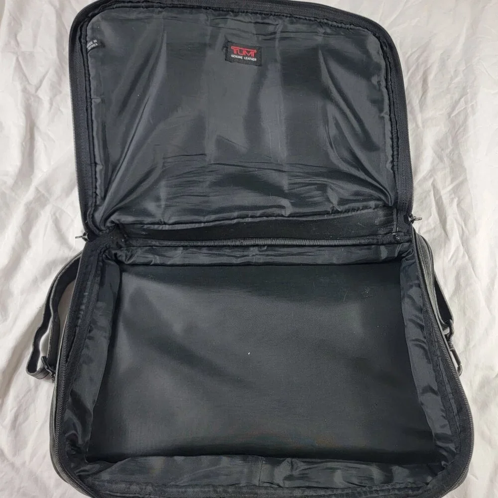 Tumi Alpha Black Leather Expandable Organizer Briefcase Bag - Picture 6 of 9